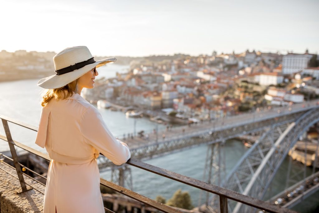 Woman traveling in Porto city